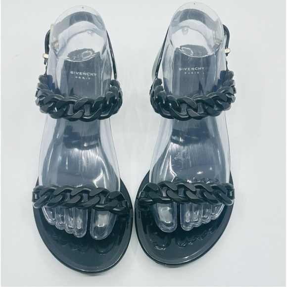 GIVENCHY Rubber Chain Ankle Strap Black Women’s Sandals NEW Size 8 - Picture 7 of 15